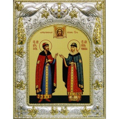 Икона в окладе - Пётр и Феврония - арт. А-406
