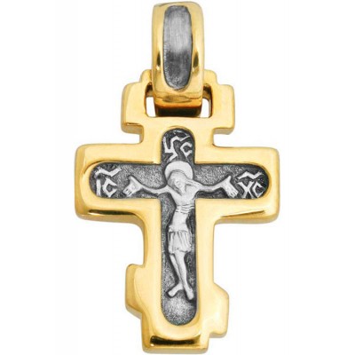 Крест нательный малый (серебро 925 с позолотой) - арт. 100552