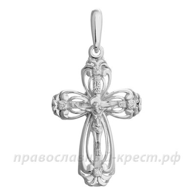 Крест с бриллиантами (белое золото 585) - арт. 11-0459