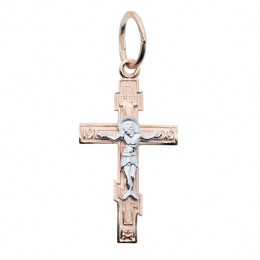 Крест нательный - Распятие Христово (комбинированное золото 585) - арт. 4-026