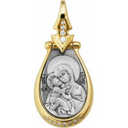 Образ Божией Матери "Владимирская" (серебро 925 с позолотой), камни - арт. 200567