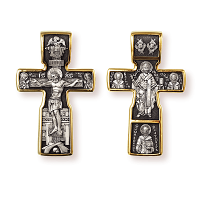 Православны​й крест - Распятие Христово. Николай Чудотворец.​ Три Святителя - арт. 8222