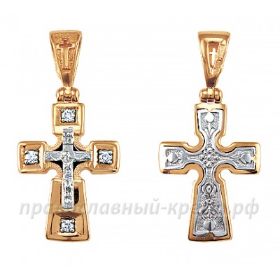 Крест с бриллиантами (золото 585) - арт. 11-0026