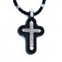 Крест деревянный нательный с молитвой "Отче Наш" с текстильным шнуром и серебряными вставками - арт.91050003001