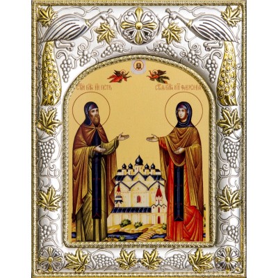 Икона в окладе - Пётр и Феврония - арт. А-458