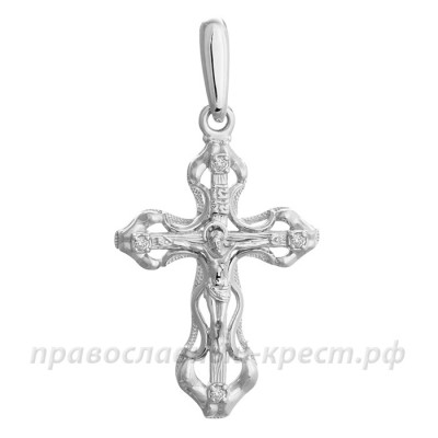 Крест с бриллиантами (белое золото 585) - арт. 11-0450