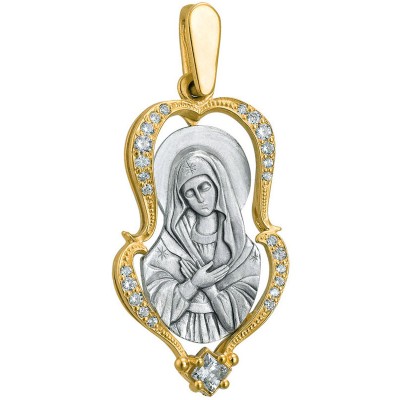 Образ Божией Матери "Умиление" (серебро 925 с позолотой), 25 фианитов - арт. 200610