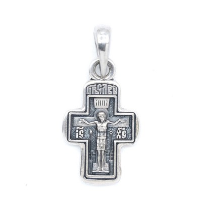 Крестильный крест - молитва - Господи, спаси и сохрани мя (серебро 925) - арт. 101.615
