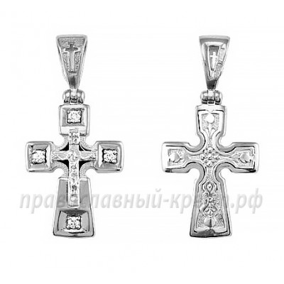 Крест с бриллиантами (белое золото 585) - арт. 11-0026
