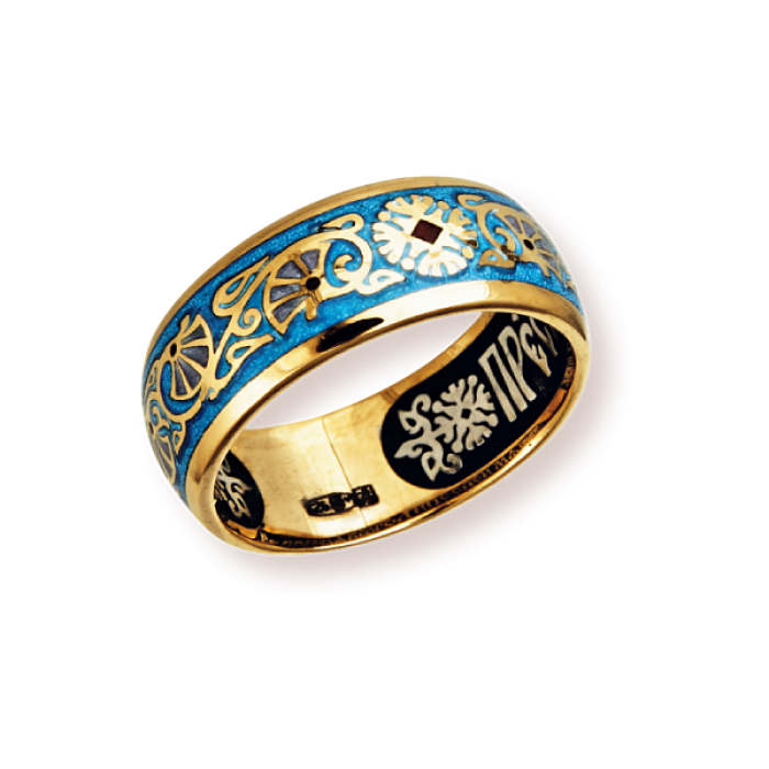 Венчальные православные кольца золотые Ювелия. Кольцо с эмалью золото.