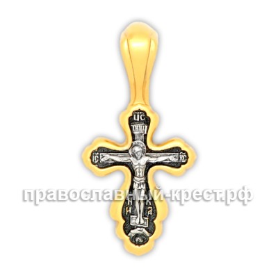 Крест нательный (православный) - Распятие Христово. Валаамская икона Пресвятой Богородицы - арт. 8329