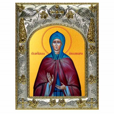 Икона в окладе "Святая Аполлинария (Полина), преподобная" (14x18 см) арт. А-570