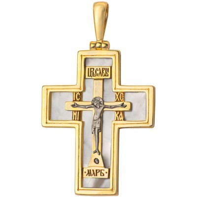 Крест с перламутром (серебро 925 с позолотой) - арт. 100722