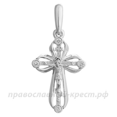 Крест с бриллиантами (белое золото 585) - арт. 11-0497