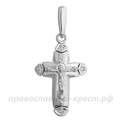 Крест с бриллиантами (белое золото 585) - арт. 11-0143