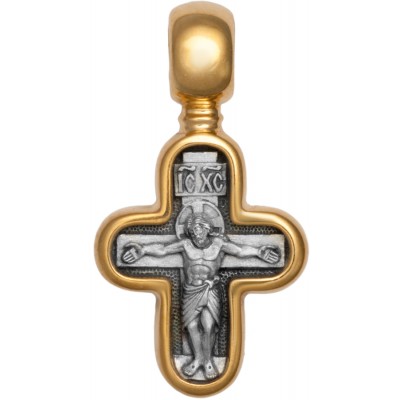 Крестильный крестик - "Распятие. Ангел Хранитель" - арт. КС115