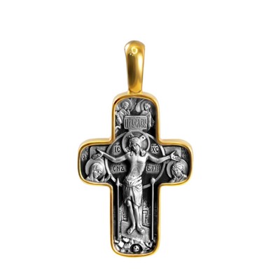 Крест с образом св. Георгия Победоносца (серебро 925 с позолотой) - арт. 901