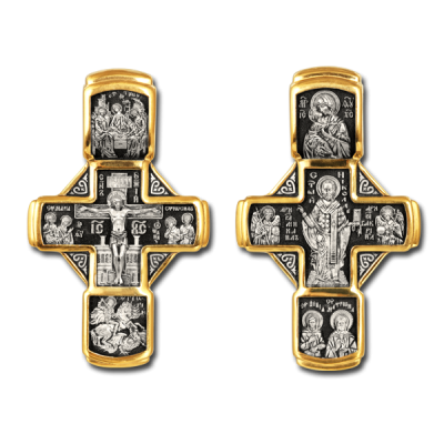 Крест нательный (православный) - Распятие Христово. Николай Чудотворец - арт. 8246