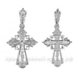 Крест с бриллиантами (белое золото 585) - арт. 11-0194