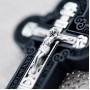 Крест деревянный нательный с молитвой "Отче Наш" с текстильным шнуром и серебряными вставками - арт.91050003001