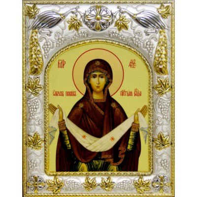 Икона в окладе - Покров Пресвятой Богородицы - арт. а244н