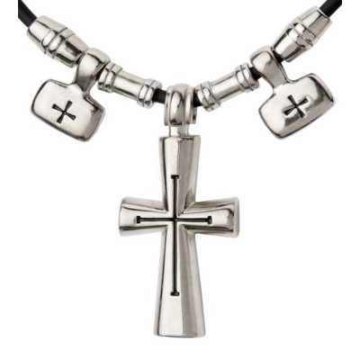 Крест-подвеска на шнуре (серебро 925) - арт. 100725