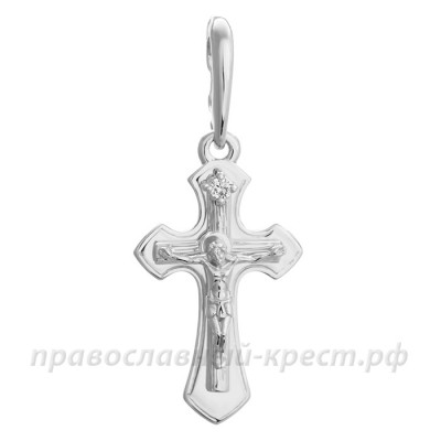 Крест с бриллиантом (белое золото 585) - арт. 11-0488