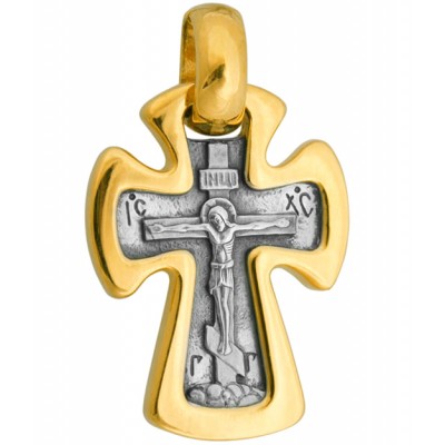 Крест нательный - "Северный" (серебро 925 с позолотой) - арт. 100523