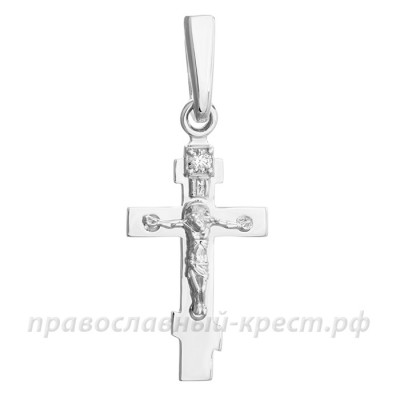 Крест с бриллиантом (белое золото 585) - арт. 11-0270