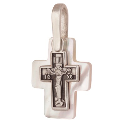 Крест (малый) с перламутровой подвеской (серебро 925) - арт. 100770с