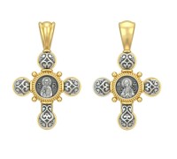 Крест нательный - Господь Вседержитель. Божия Матерь Семистрельная - арт. 17.021