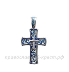 Крест нательный - "Спаси и Сохрани" (серебро 925, эмаль)