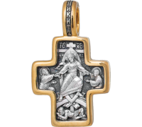 Крестильный крестик - "Воскресение. Св. Никита, побивающий беса" - арт. КС058