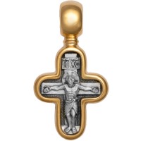 Крестильный крестик - "Распятие, Ангел Хранитель" - арт. КС115