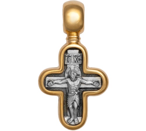 Крестильный крестик - "Распятие, Ангел Хранитель" - арт. КС115