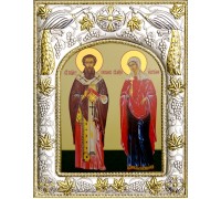 Икона в окладе - Святые Киприан и Иустиния - арт. а509
