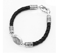 Браслет кожаный плетёный "Хризма" - "Псалом 90" - арт. МГХ3108 Браслет кожаный плетёный "Хризма" - "Псалом 90" - арт. МГХ3108