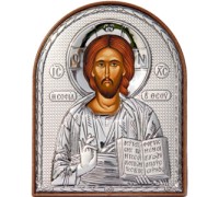 Икона Спаситель. Шелкография, оклад вСеребре. Основание из пластика - арт. EK2PA-001