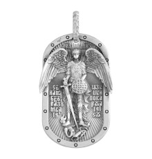 Воинский жетон "Архангел Михаил" с молитвами (серебро 925) - арт. 102.873