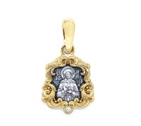 Образок нательный с молитвой - Блаженная Матрона (серебро с позолотой) - арт. 102.520П