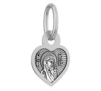 Образок нательный малый  - Казанская икона Божией Матери (серебро с родием) - арт. 18.041Р