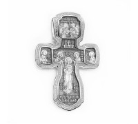 Крест нательный - Господь Вседержитель - Крещение Господне - молитвы (серебро с родием) - арт. 17.048Р