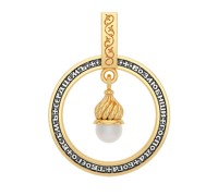 Подвеска "Возлюби Господа Бога твоего" (серебро с позолотой, жемчуг) - арт. 18.089