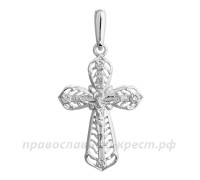 Крест с бриллиантами (белое золото 585) - арт. 11-0443