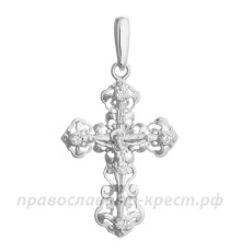 Крест с бриллиантами (белое золото 585) - арт. 11-0444