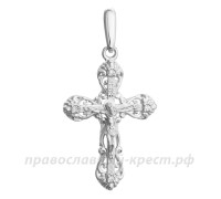 Крест с бриллиантами (белое золото 585) - арт. 11-0445