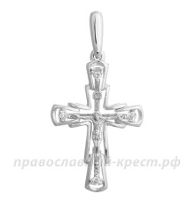 Крест с бриллиантами (белое золото 585) - арт. 11-0485