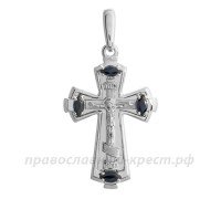 Крест с сапфирами (белое золото 585) - арт. 11-0490/2