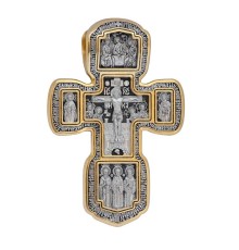 Большой крест - Распятие Христово, Святая Троица, Николай Чудотворец (серебро с позолотой) арт. 8596