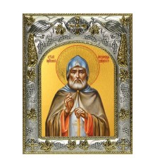 Икона в окладе - Святой Александр Свирский - арт. а880